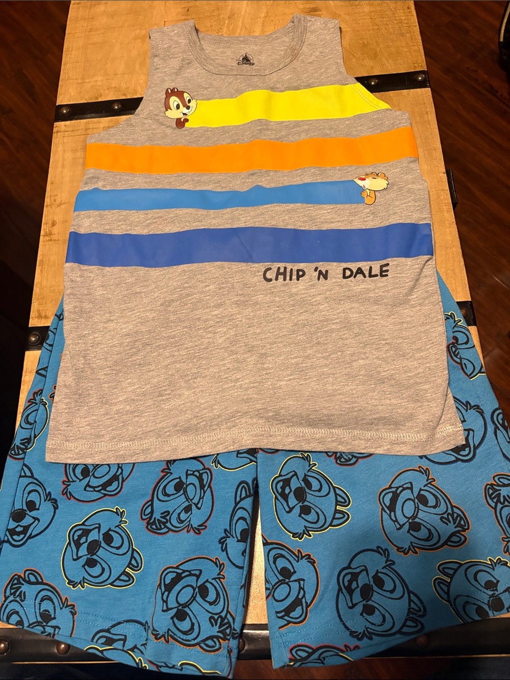Chip 'n Dale Grey Tank & Blue Shorts Kids Matching Set